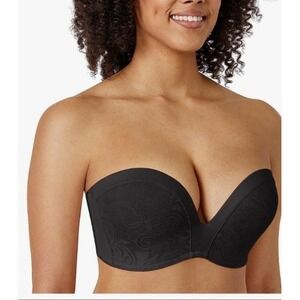 Delimira Calvena Push‎ Up Strapless Padded Bra Womens Size 36D Black
